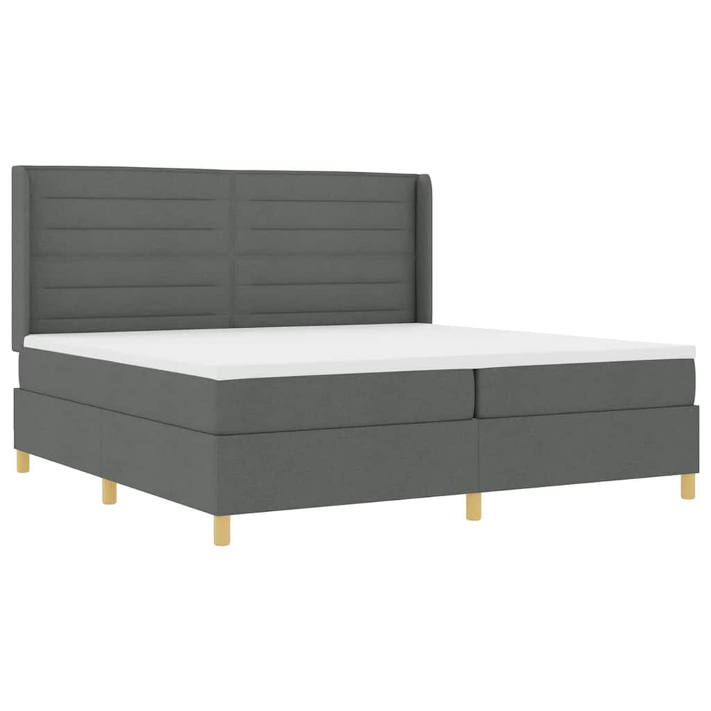 vidaXL Box Spring Bed with Mattress with LED Grey 200 x 200 cm Fabric