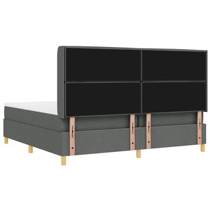 vidaXL Box Spring Bed with Mattress with LED Grey 200 x 200 cm Fabric