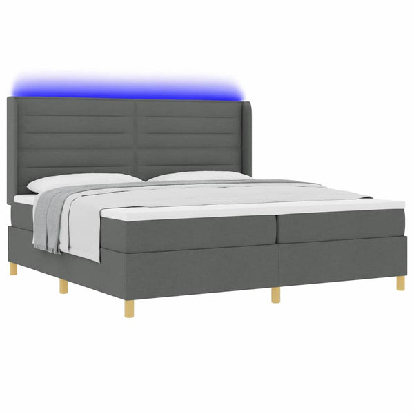 vidaXL Box Spring Bed with Mattress with LED Grey 200 x 200 cm Fabric