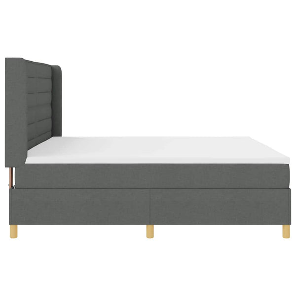 vidaXL Box Spring Bed with Mattress with LED Grey 200 x 200 cm Fabric