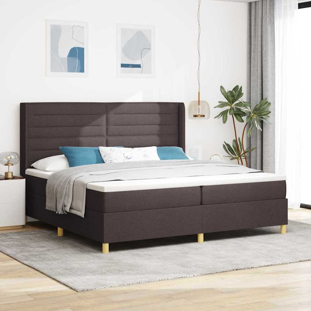 vidaXL Box Spring Bed with Mattress with LED Brown 200 x 200 cm Fabric