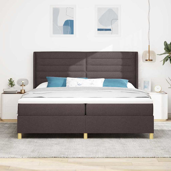 vidaXL Box Spring Bed with Mattress with LED Brown 200 x 200 cm Fabric
