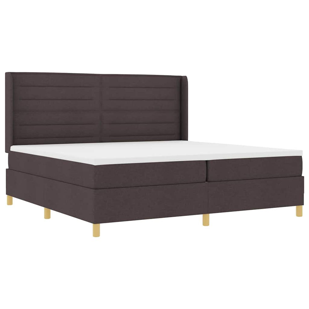 vidaXL Box Spring Bed with Mattress with LED Brown 200 x 200 cm Fabric