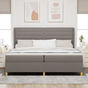 vidaXL Box Spring Bed with LED Strips Taupe 200 x 200 cm Fabric