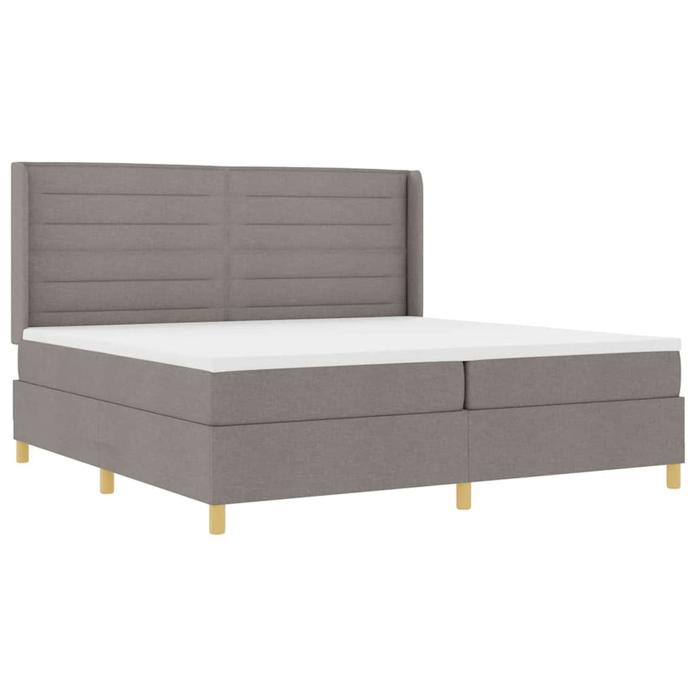 vidaXL Box Spring Bed with LED Strips Taupe 200 x 200 cm Fabric