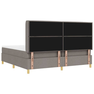 vidaXL Box Spring Bed with LED Strips Taupe 200 x 200 cm Fabric