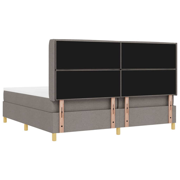 vidaXL Box Spring Bed with LED Strips Taupe 200 x 200 cm Fabric