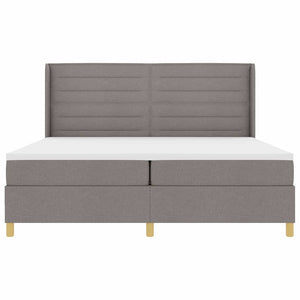 vidaXL Box Spring Bed with LED Strips Taupe 200 x 200 cm Fabric