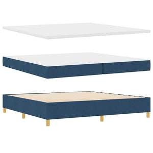 vidaXL Box Spring Bed with LED Strip Lights Blue 200 x 200 cm Fabric