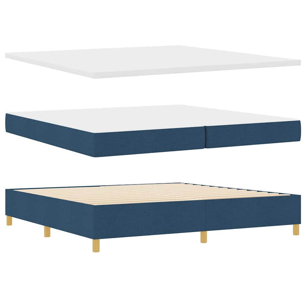 vidaXL Box Spring Bed with LED Strip Lights Blue 200 x 200 cm Fabric