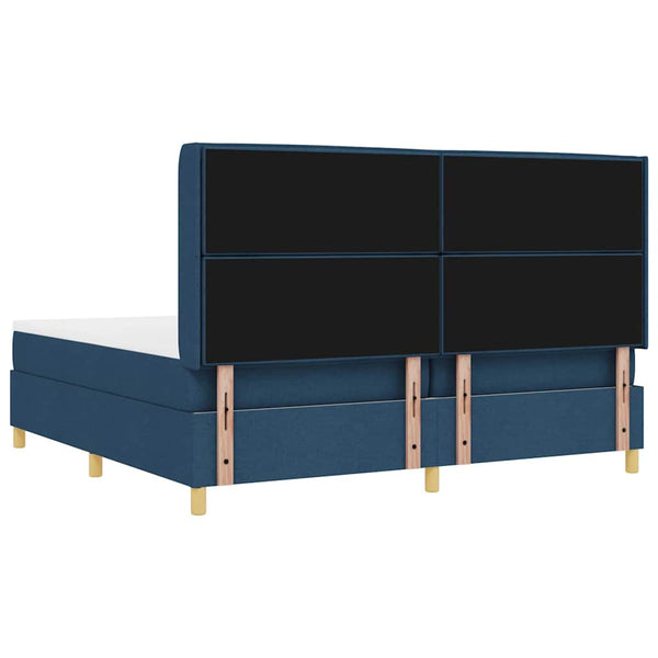 vidaXL Box Spring Bed with LED Strip Lights Blue 200 x 200 cm Fabric