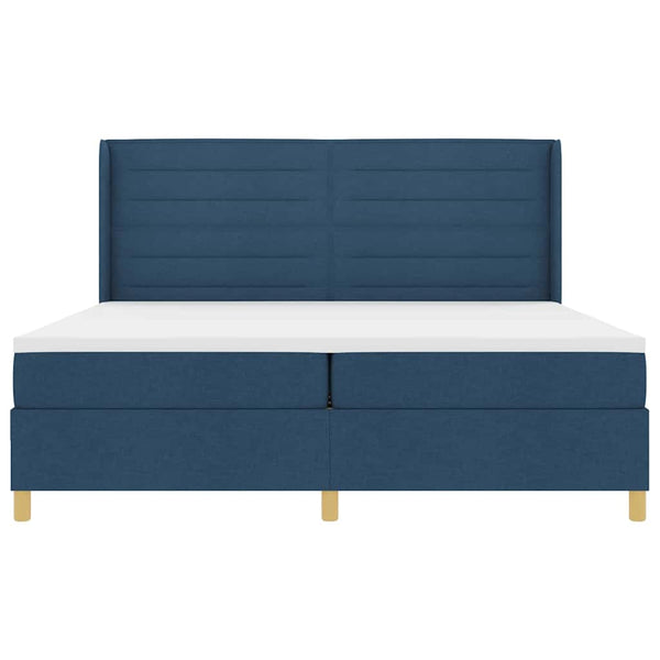 vidaXL Box Spring Bed with LED Strip Lights Blue 200 x 200 cm Fabric