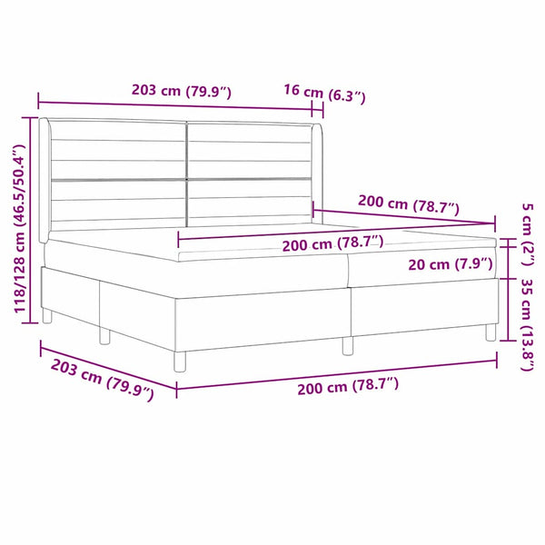 vidaXL Box Spring Bed with LED Strip Lights Blue 200 x 200 cm Fabric