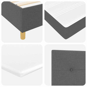 vidaXL Box Spring Bed with LED Light Strips Grey 90 x 200 cm Fabric