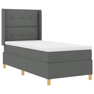 vidaXL Box Spring Bed with LED Light Strips Grey 90 x 200 cm Fabric