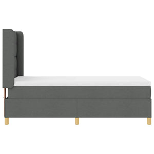 vidaXL Box Spring Bed with LED Light Strips Grey 90 x 200 cm Fabric
