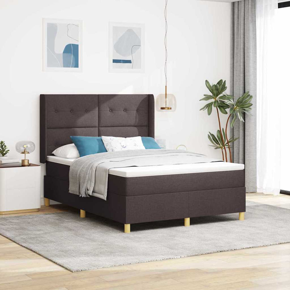 vidaXL Box Spring Bed with LED Strip Lights Brown 160 x 200 cm Fabric