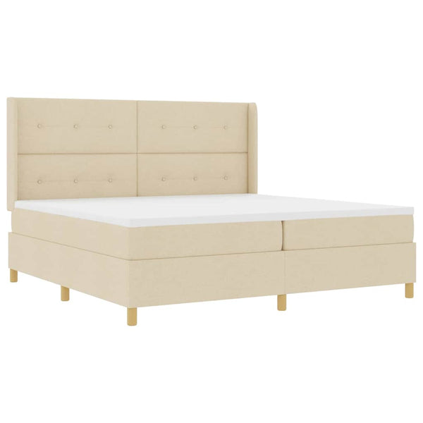 vidaXL Box Spring Bed with LED Strip Lights Cream 200 x 200 cm Fabric