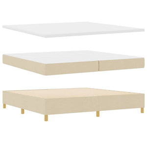 vidaXL Box Spring Bed with LED Strip Lights Cream 200 x 200 cm Fabric