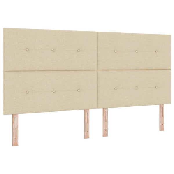 vidaXL Box Spring Bed with LED Strip Lights Cream 200 x 200 cm Fabric