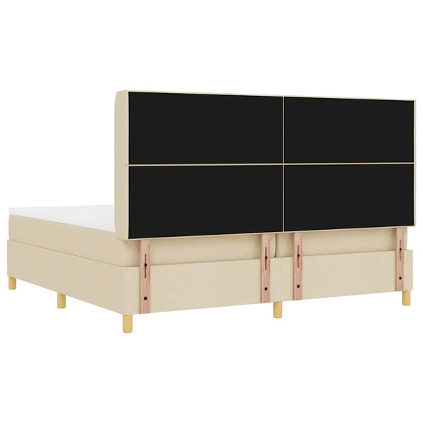 vidaXL Box Spring Bed with LED Strip Lights Cream 200 x 200 cm Fabric