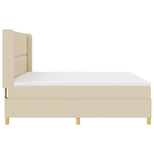 vidaXL Box Spring Bed with LED Strip Lights Cream 200 x 200 cm Fabric