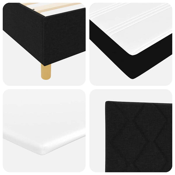 vidaXL Fabric Box Spring Bed with LED Strips Black 200 x 200 cm