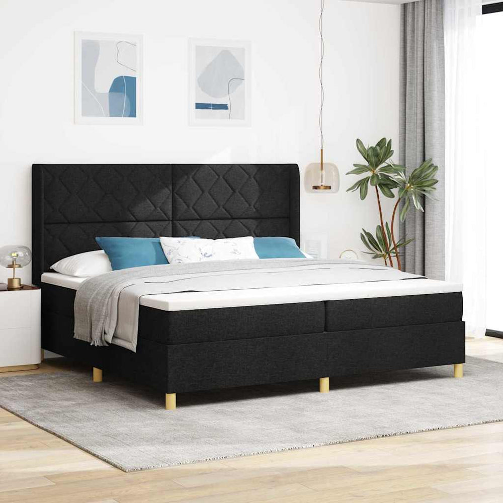 vidaXL Fabric Box Spring Bed with LED Strips Black 200 x 200 cm