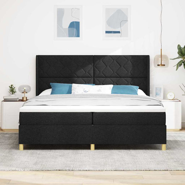 vidaXL Fabric Box Spring Bed with LED Strips Black 200 x 200 cm