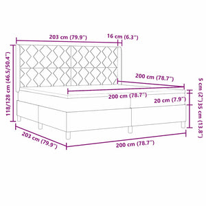 vidaXL Fabric Box Spring Bed with LED Strips Black 200 x 200 cm