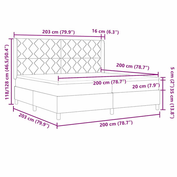 vidaXL Fabric Box Spring Bed with LED Strips Black 200 x 200 cm