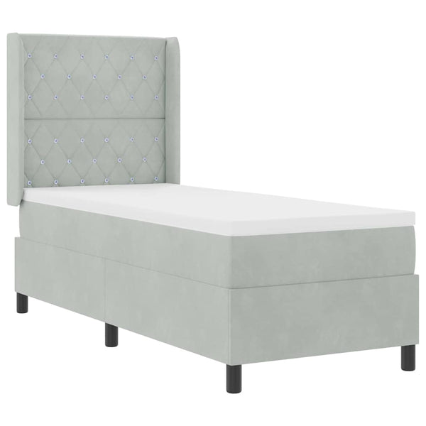 vidaXL Box Spring Bed with Mattress with LED Light Grey 80 x 200 cm Velvet