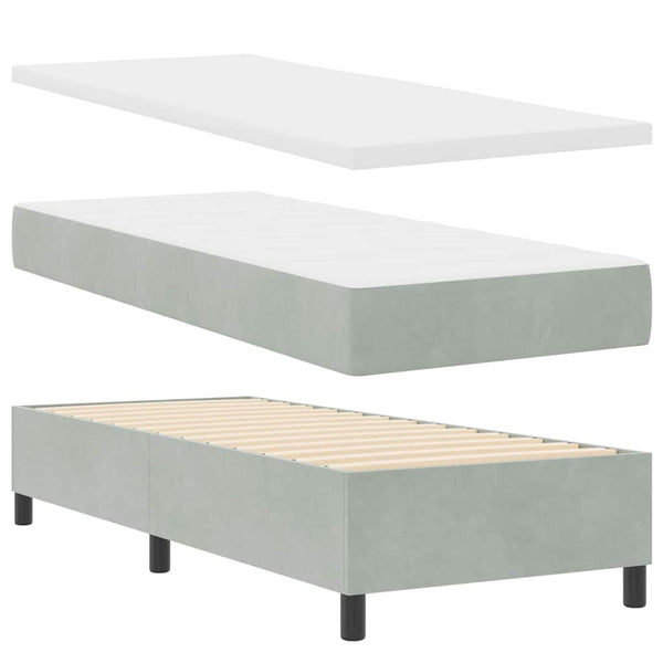 vidaXL Box Spring Bed with Mattress with LED Light Grey 80 x 200 cm Velvet