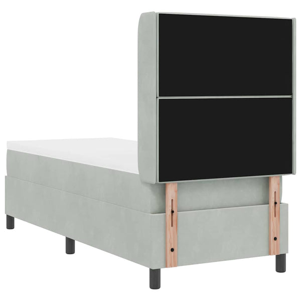 vidaXL Box Spring Bed with Mattress with LED Light Grey 80 x 200 cm Velvet