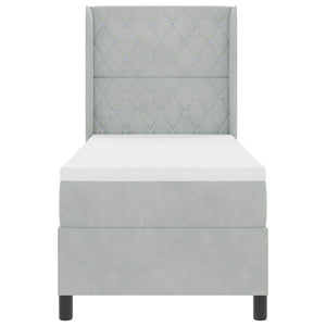 vidaXL Box Spring Bed with Mattress with LED Light Grey 80 x 200 cm Velvet