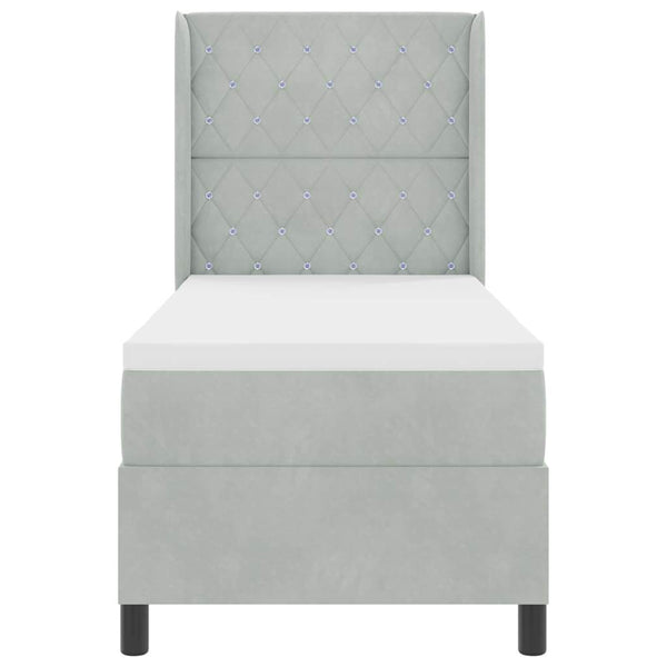 vidaXL Box Spring Bed with Mattress with LED Light Grey 80 x 200 cm Velvet
