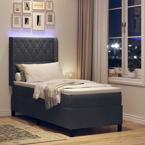 vidaXL Box Spring Bed with Mattress with LED Dark Gray 80 x 200 cm Velvet
