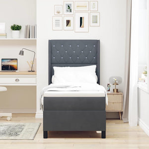 vidaXL Box Spring Bed with Mattress with LED Dark Gray 80 x 200 cm Velvet