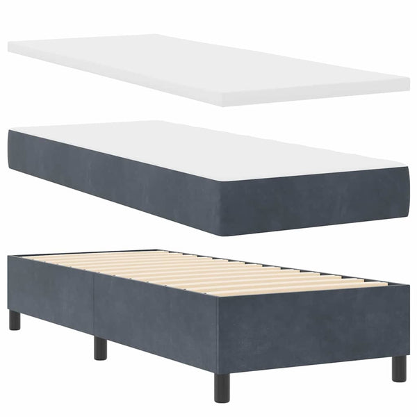 vidaXL Box Spring Bed with Mattress with LED Dark Gray 80 x 200 cm Velvet