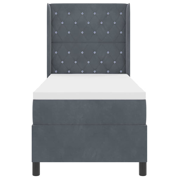 vidaXL Box Spring Bed with Mattress with LED Dark Gray 80 x 200 cm Velvet
