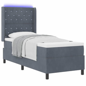 vidaXL Box Spring Bed with Mattress with LED Dark Gray 80 x 200 cm Velvet
