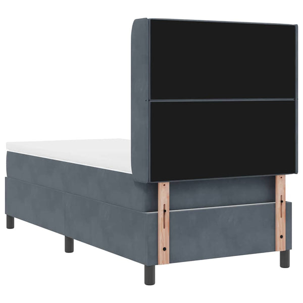 vidaXL Box Spring Bed with Mattress and LED Dark Grey 90 x 200 cm Velvet