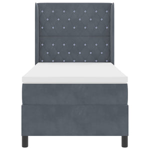 vidaXL Box Spring Bed with Mattress and LED Dark Grey 90 x 200 cm Velvet