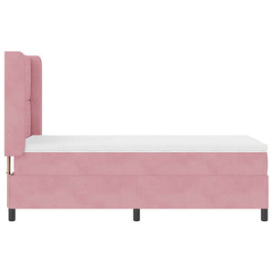 vidaXL Box Spring Bed with Mattress with LED Pink 90 x 200 cm Velvet