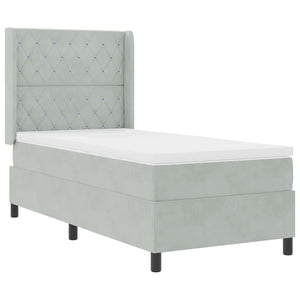 vidaXL Box Spring Bed with Mattress with LED Light Grey 100 x 200 cm Velvet