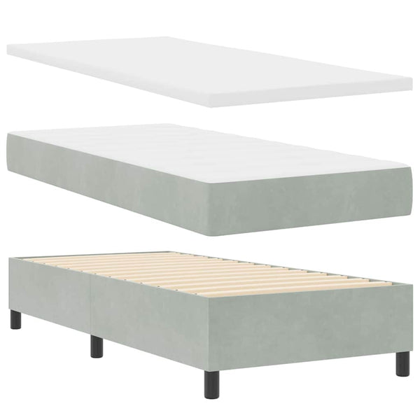 vidaXL Box Spring Bed with Mattress with LED Light Grey 100 x 200 cm Velvet