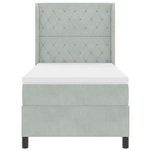 vidaXL Box Spring Bed with Mattress with LED Light Grey 100 x 200 cm Velvet