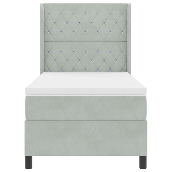 vidaXL Box Spring Bed with Mattress with LED Light Grey 100 x 200 cm Velvet