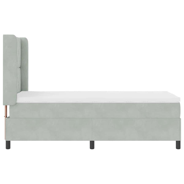 vidaXL Box Spring Bed with Mattress with LED Light Grey 100 x 200 cm Velvet