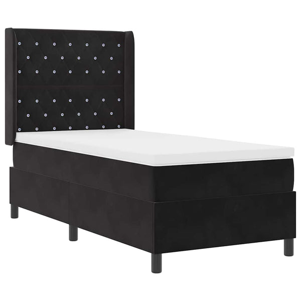 vidaXL Box Spring Bed with Mattress and LED Black 100 x 200 cm Velvet